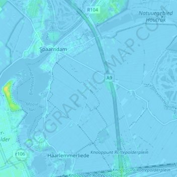 Topografische Karte Spaarnwoude, Höhe, Relief