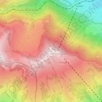 Topografische Karte Rigi Scheidegg, Höhe, Relief