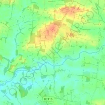 Topografische Karte Wineham, Höhe, Relief