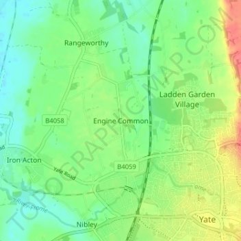Topografische Karte Engine Common, Höhe, Relief