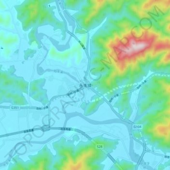 Topografische Karte 永丰镇, Höhe, Relief