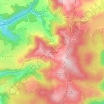 Topografische Karte L'Engayresque, Höhe, Relief