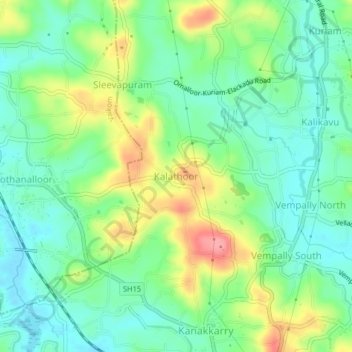 Topografische Karte Kalathoor, Höhe, Relief