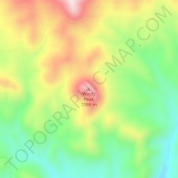 Topografische Karte Windy Peak, Höhe, Relief