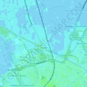 Topografische Karte Selwerd, Höhe, Relief