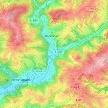 Topografische Karte Obersteeg, Höhe, Relief