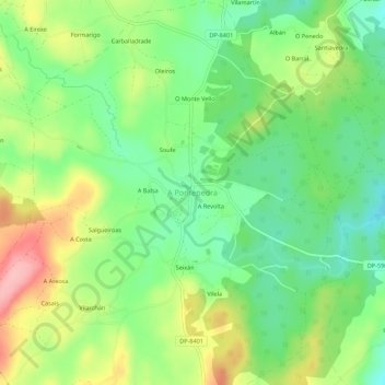 Topografische Karte A Pontepedra, Höhe, Relief