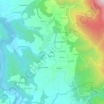 Topografische Karte Jarpe, Höhe, Relief