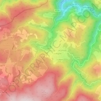 Topografische Karte Labrespy, Höhe, Relief