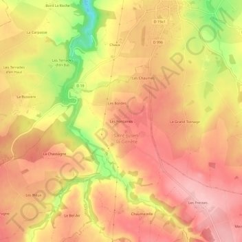Topografische Karte Les Fontaines, Höhe, Relief