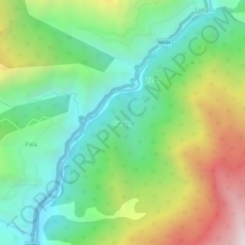 Topografische Karte Salang, Höhe, Relief