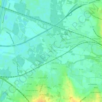 Topografische Karte Jonc, Höhe, Relief
