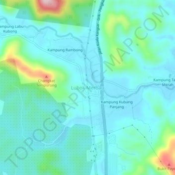 Topografische Karte Lubok Merbau, Höhe, Relief