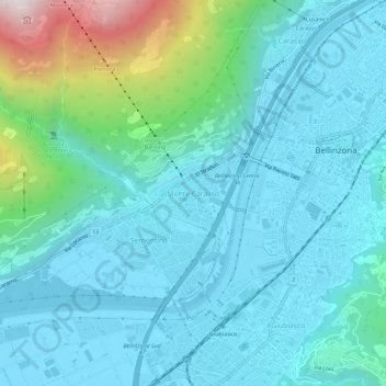 Topografische Karte Monte Carasso, Höhe, Relief