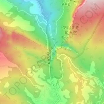 Topografische Karte 剑门关, Höhe, Relief