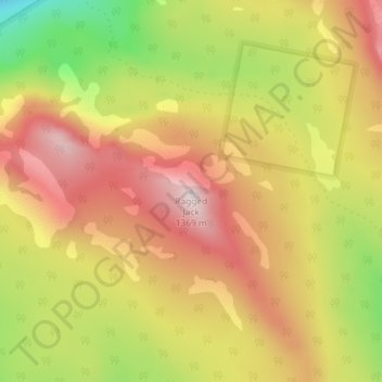 Topografische Karte Ragged Jack, Höhe, Relief