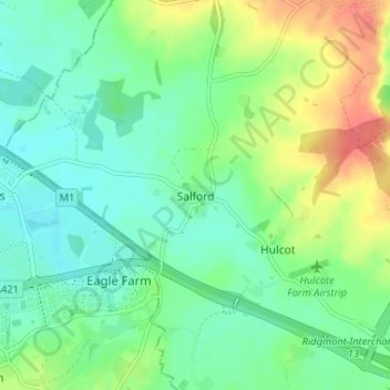Topografische Karte Salford, Höhe, Relief