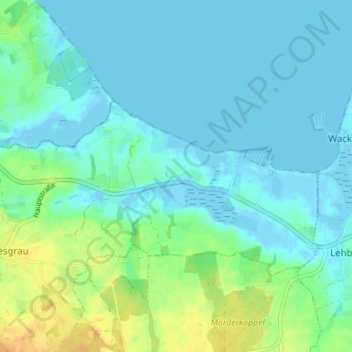 Topografische Karte Koppelheck, Höhe, Relief