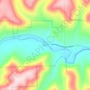 Topografische Karte Rexford, Höhe, Relief