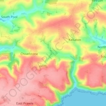 Topografische Karte South Allington, Höhe, Relief