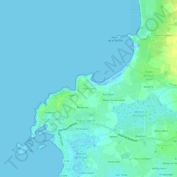 Topografische Karte Pors Carn, Höhe, Relief