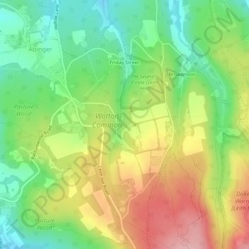 Topografische Karte Abinger Bottom, Höhe, Relief