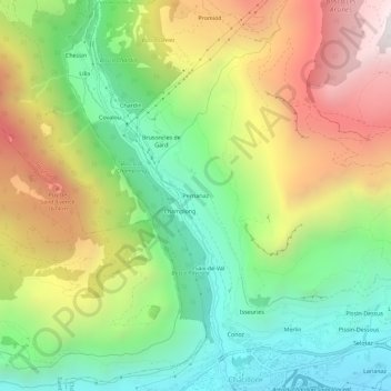 Topografische Karte Perrianaz, Höhe, Relief