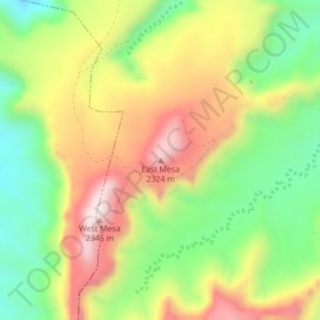 Topografische Karte East Mesa, Höhe, Relief