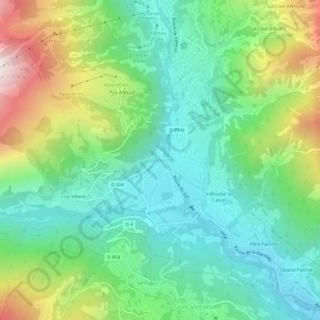 Topografische Karte Vallouise, Höhe, Relief