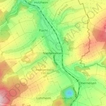 Topografische Karte Niederneisen, Höhe, Relief