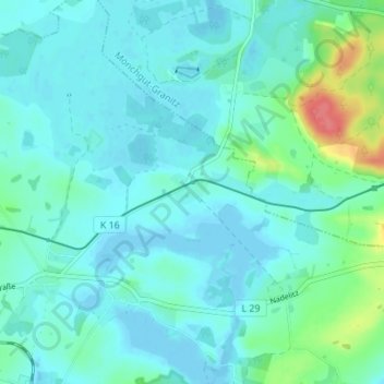 Topografische Karte Posewald, Höhe, Relief