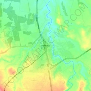 Topografische Karte Mareeba, Höhe, Relief