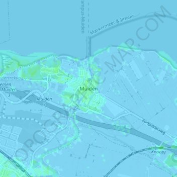Topografische Karte Muiden, Höhe, Relief