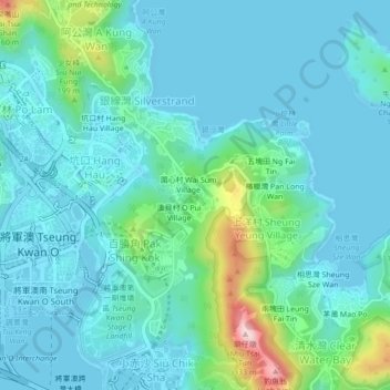 Topografische Karte 孟公屋, Höhe, Relief