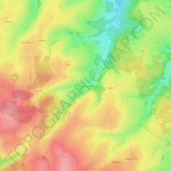 Topografische Karte Gfällmühle, Höhe, Relief