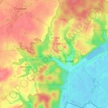 Topografische Karte Stolper Mühle, Höhe, Relief