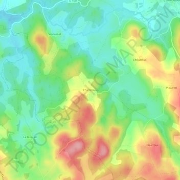 Topografische Karte Chamboux, Höhe, Relief