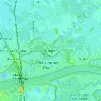 Topografische Karte Neerijnen, Höhe, Relief