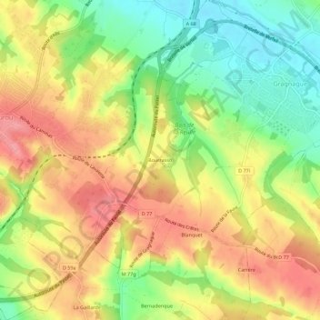 Topografische Karte Bourrasso, Höhe, Relief