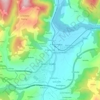 Topografische Karte El Barriu Azul, Höhe, Relief