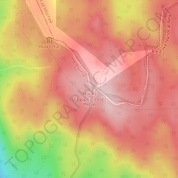 Topografische Karte Mount Disappointment, Höhe, Relief