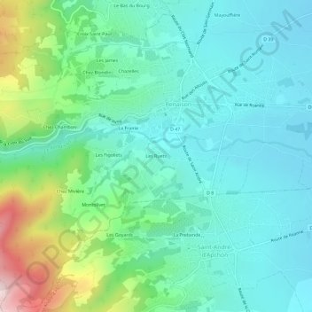 Topografische Karte Les Ruets, Höhe, Relief