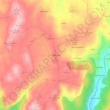 Topografische Karte Campolongo, Höhe, Relief