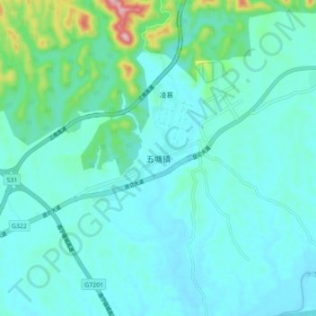 Topografische Karte 五塘镇, Höhe, Relief