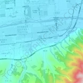 Topografische Karte 长东村, Höhe, Relief