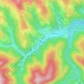 Topografische Karte Grillenberg, Höhe, Relief