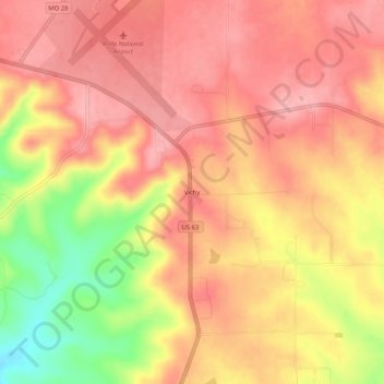 Topografische Karte Vichy, Höhe, Relief