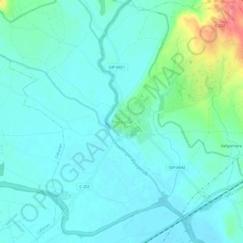 Topografische Karte Peralada, Höhe, Relief