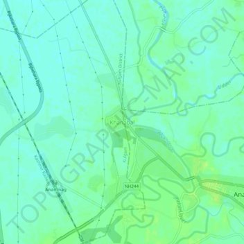 Topografische Karte Khanabal, Höhe, Relief