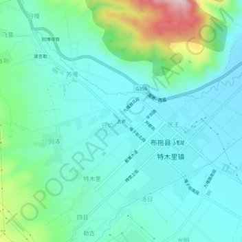 Topografische Karte 古界, Höhe, Relief